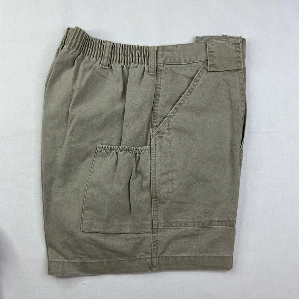 VTG Hook & Tackle Cargo Shorts Men Sz 34 Fishing island Khaki Canvas M019800 NWT